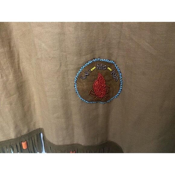 1959 Camp Fire Wo He LO Girls Ceremonial Gown With Leather Fringe Beads Patches - Picture 6 of 10